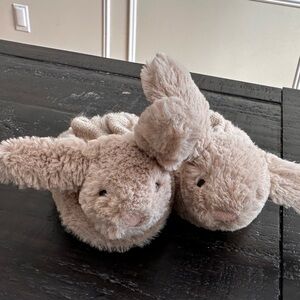 Rare Jellycat bashful bunny plush slippers size 0-6 months